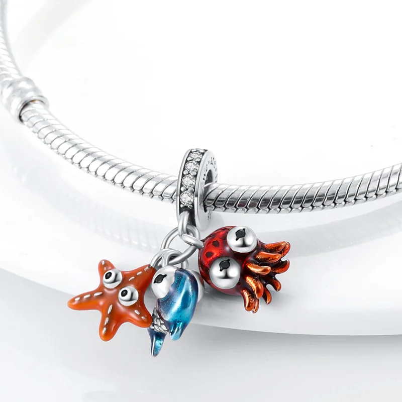 Женский браслет из серебра 925 пробы с шармами Звездная коллекция | Украшения и