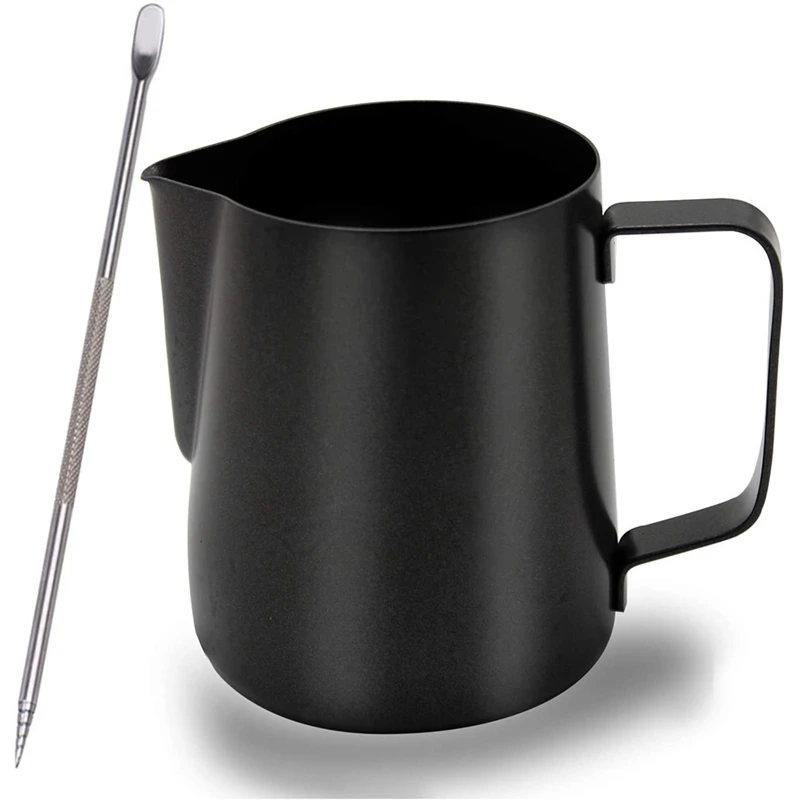

Stainless Steel Milk Jug,Milk Pitcher Frother,Milk Frother Jug Cup With Latte Art' Pen,For Cappuccino Espresso