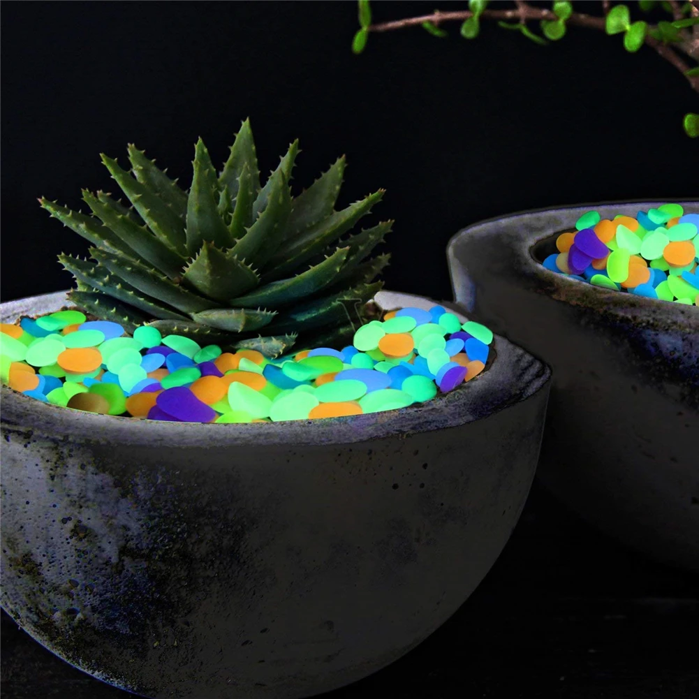 100Pcs Glowing Garden Stone in Dark Pebble Path Aquarium Landscape Decorative |