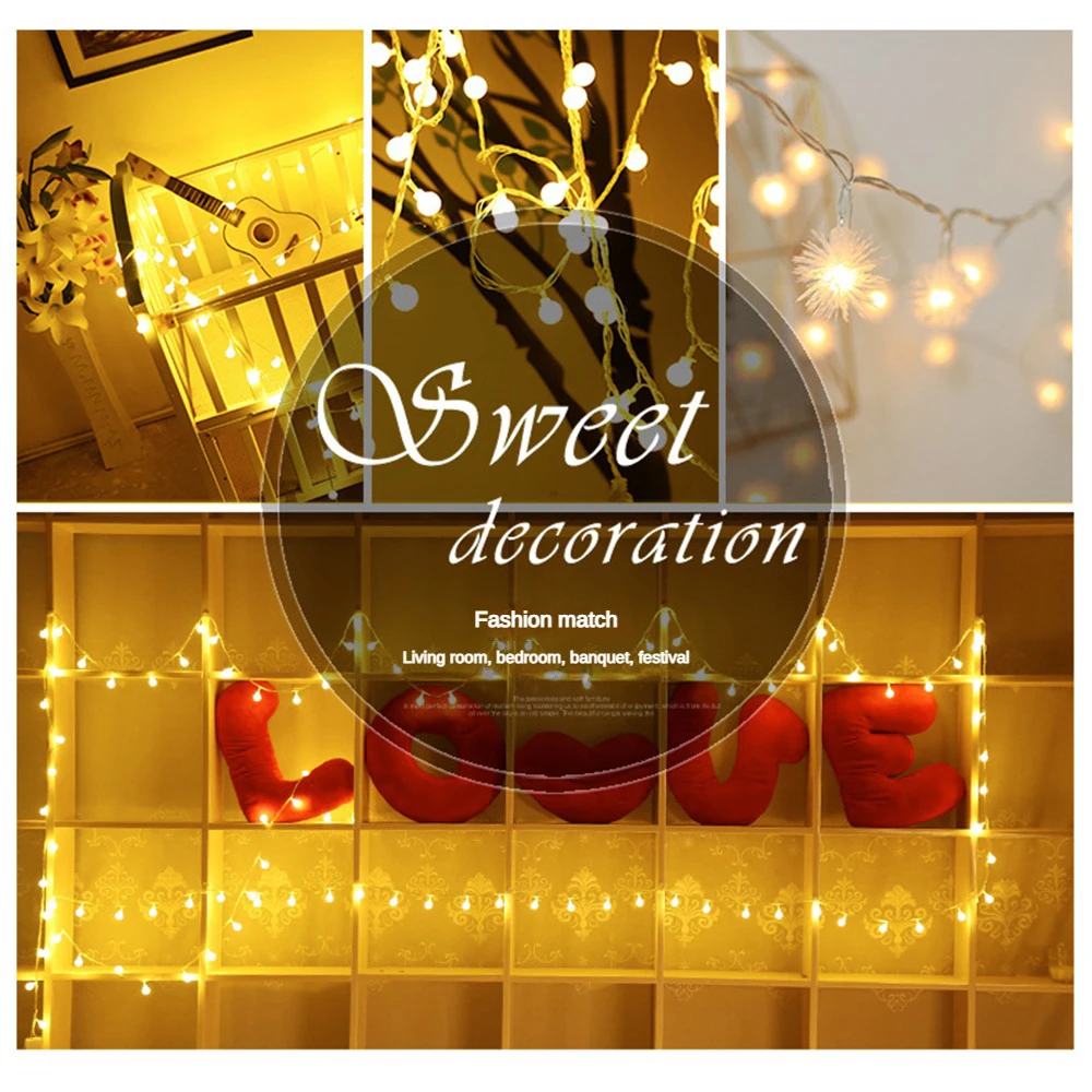 

LED Fairy String Light Small Color Lamp Ball Christmas Decoration Ins Style Bedroom Gifts Party Decoration Lighting Strings