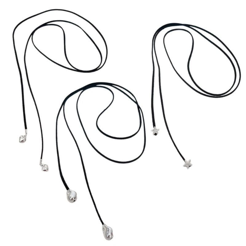 Набор из 3 модных кулонов в форме сердца черная бархатная лента цепочка на