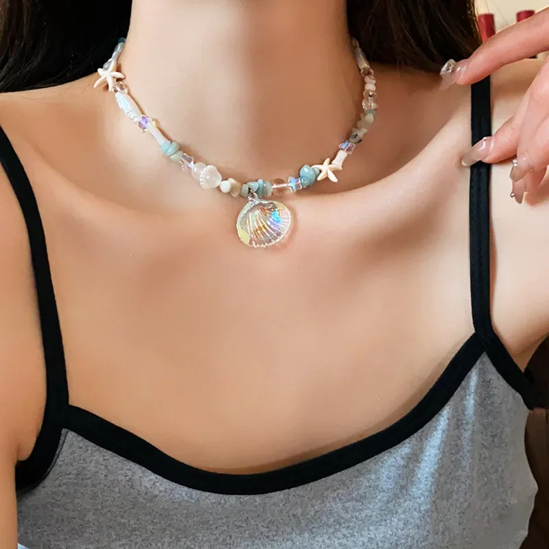 Ожерелье Draweye Y2k с хрустальным жемчугом для женщин Красочные Звезды корейские