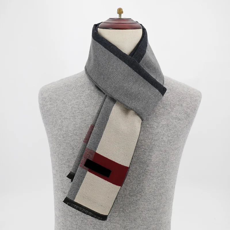 

2022 New Fashion Luxury Cashmere Scarf for Men Winter Warm Plaid Neckerchief Male Business Scarves Free Shipping шарф мужской