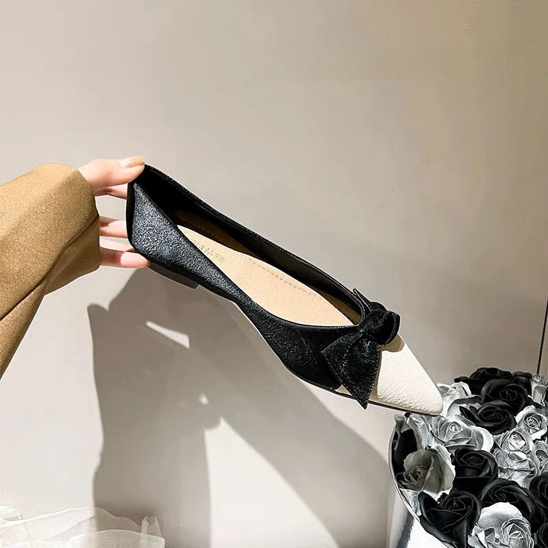 

Shoes for Women 2023 Pointed Toe Flat Ladies Summer Footwear Yellow with Bow Flats Beau Today on Sale Fashion Quick Delivery A E