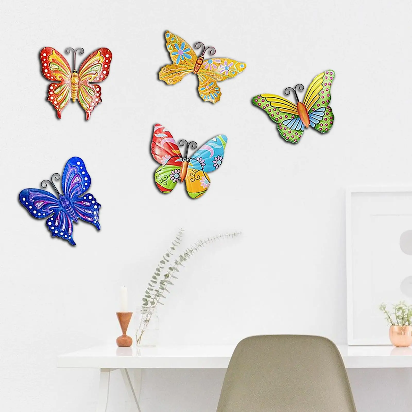 

5Pack Metal 3D Butterfly Wall Decor Sculpture Hanging Home Outdoor Ornament
