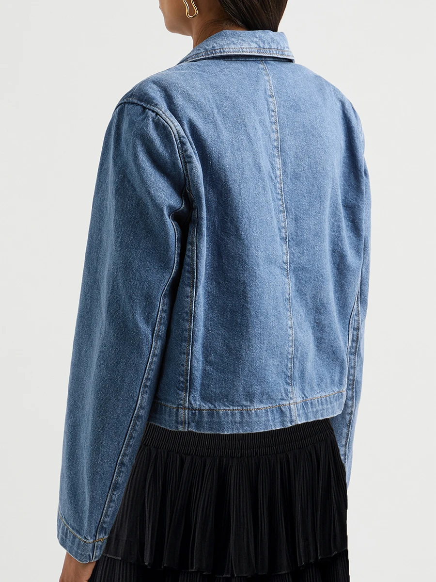 Женская джинсовая куртка однотонные джинсовые топы с лацканами и завязками