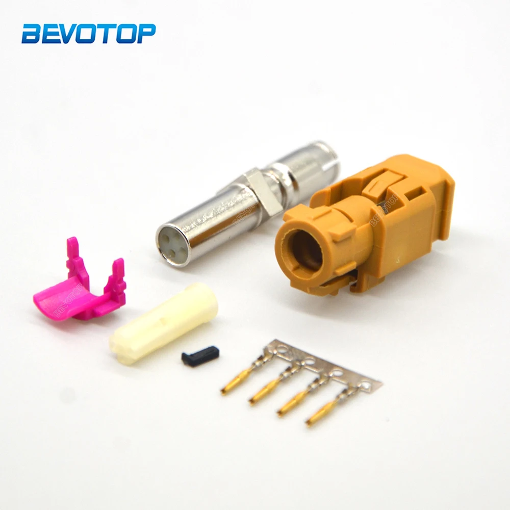 BEVOTOP Fakra HSD LVDS 4-контактный разъем, код K, гнездовой разъем, обжим для Dacar 535 4-основной коаксиальный кабель