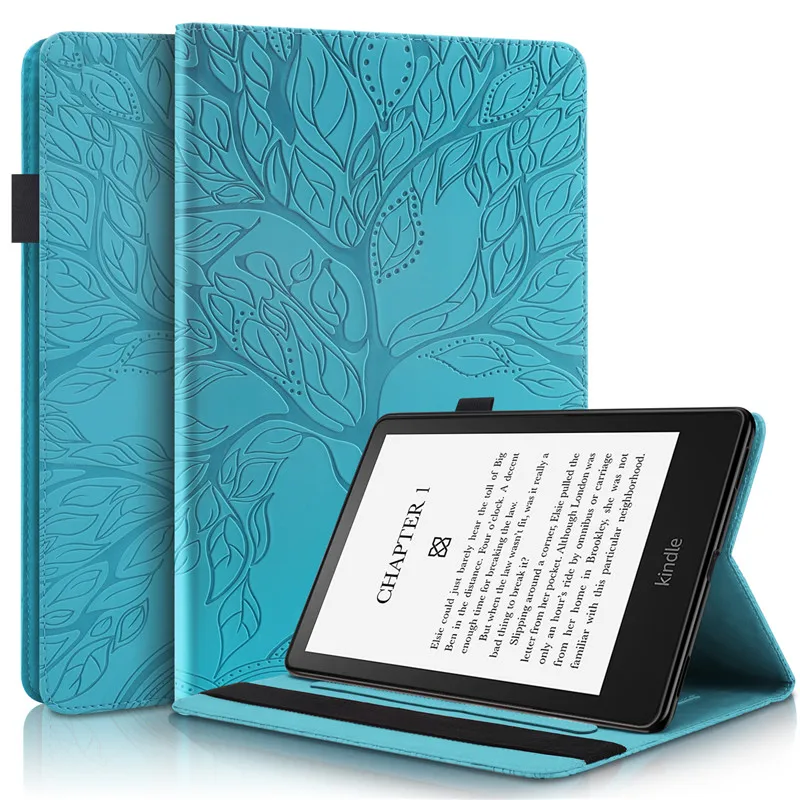 

3D Tree Embossed Funda with Card Slots For Kindle Paperwhite 5 2021 11th Generation 6.8" eBook Cover Case Soft TPU Back Shell