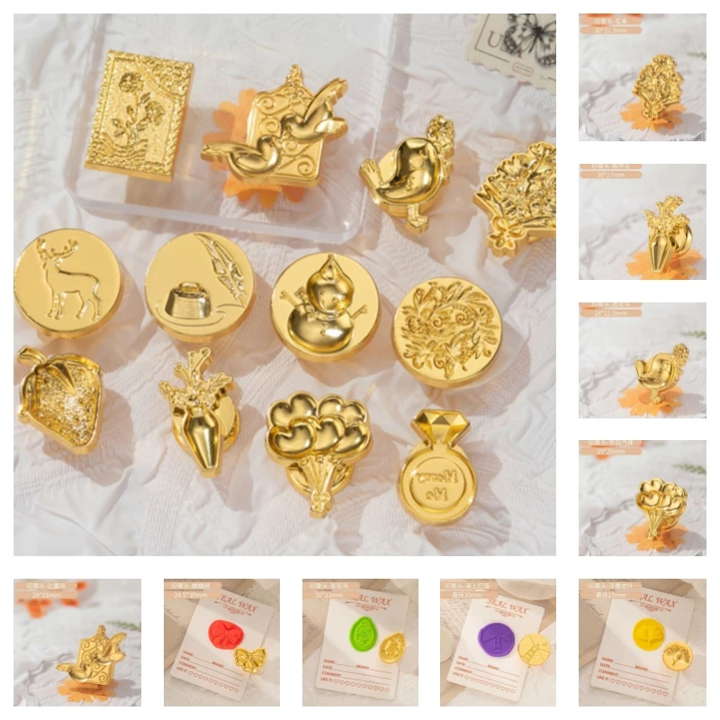 

3D Ginkgo Bows Flowers Birds Wax Seal Stamp DIY Cute Diamond Rings Stamps Seals Wedding Postage Envelopes Hobby Card Craft Decor