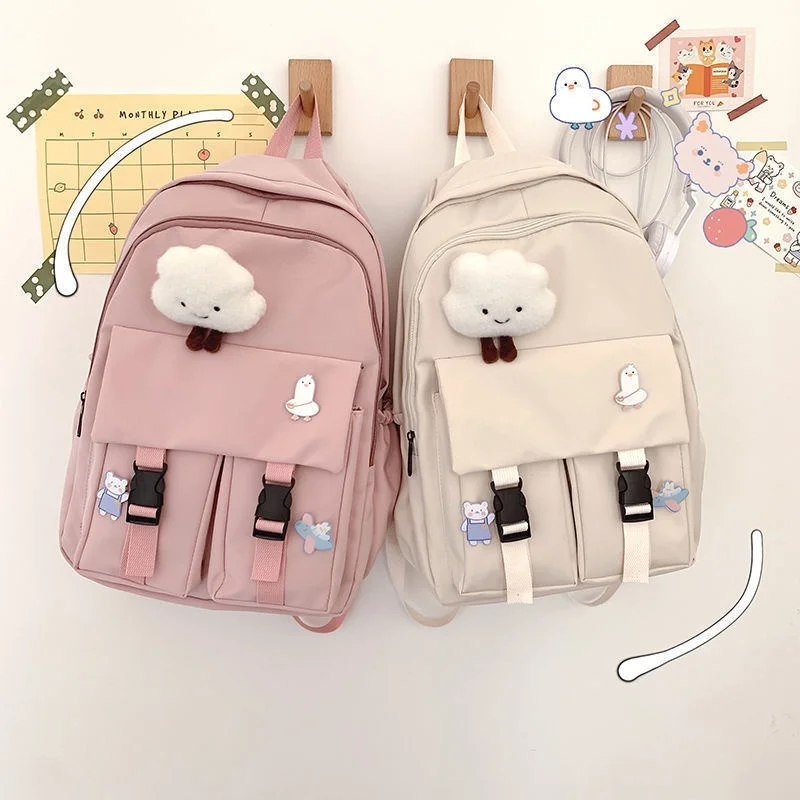 Simple Large Capacity Backpack Youth Schoolbag Men's Multi-functional Backpack Girls' Nylon Backpacks