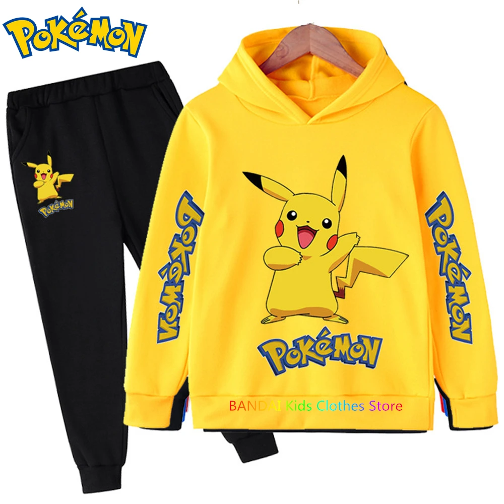 

Pokemon Pikachu Boy Girl Hoodie Suit Cotton Kids Hooded Sportswear Set Pants Boys Clothes 2 pez 2 5 6 7 8 9 10 11 12 13 12 Y