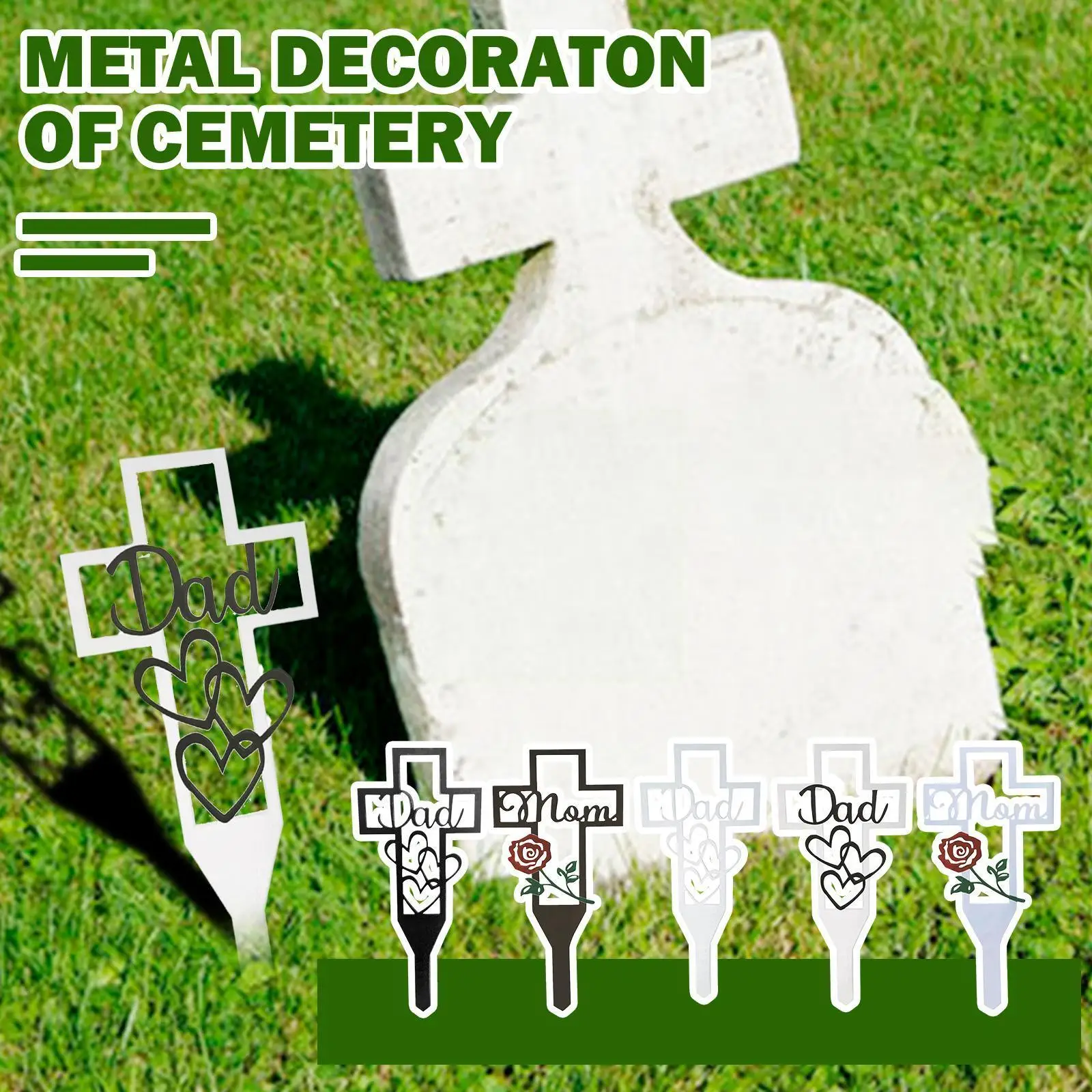 

1pcs Metal Piles Are Inserted For Outdoor Decoration Of Relatives Cemetery Pile Tassel Garland Gold Silver K8y4