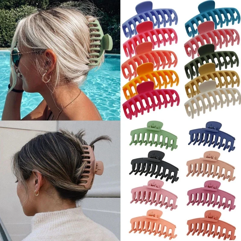 

2024 New Korean Solid Large Hair Claws Elegant Acrylic Hairpins Barrette Crab Hair Clips Women Girls Headwear Hair Accessories