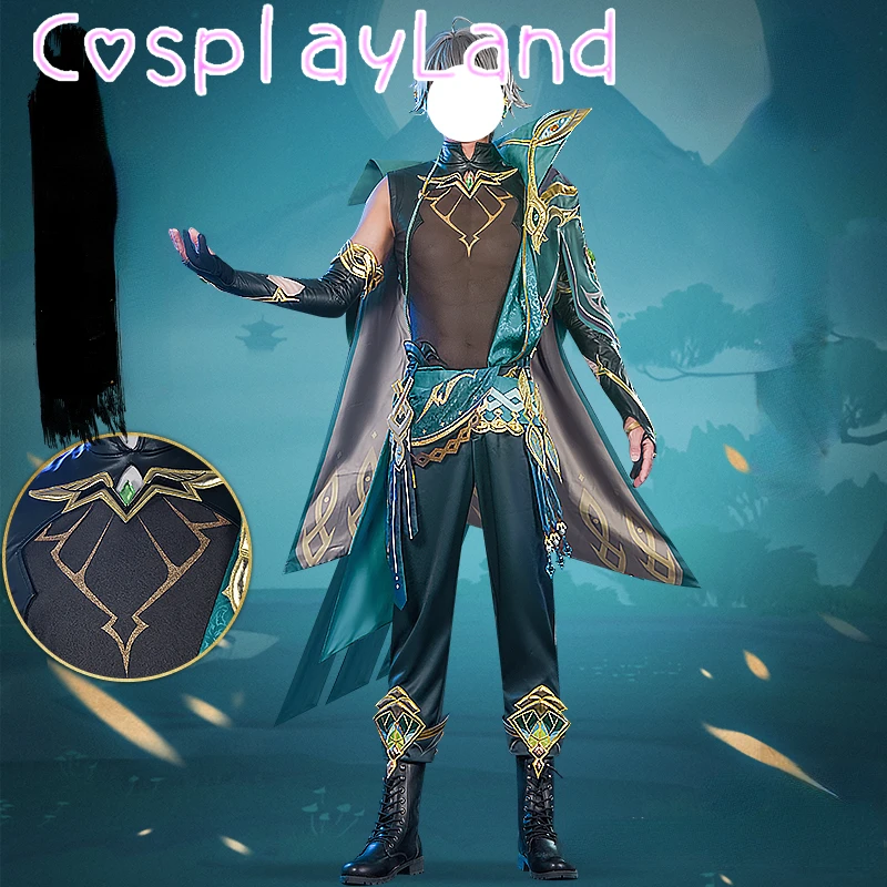 

【Size S-2XL 】Game Genshin Impact Al Haitham Cosplay Costume Shu Sumeru Al Haitham Cosplay Wig Halloween Costumes for Men Suit