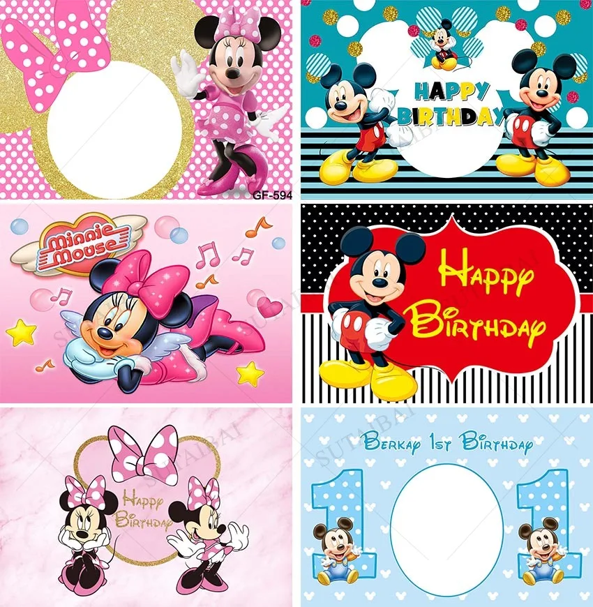 Виниловые фоны для вечерние НКИ с изображением Диснея Микки Мауса фон Минни Маус