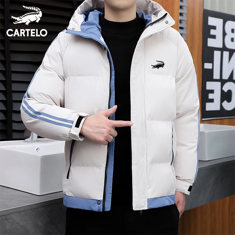 cartelo brand 2022 winter new men's hooded thickening trend padded jacket Korean version loose padded jacket down jacket to keep