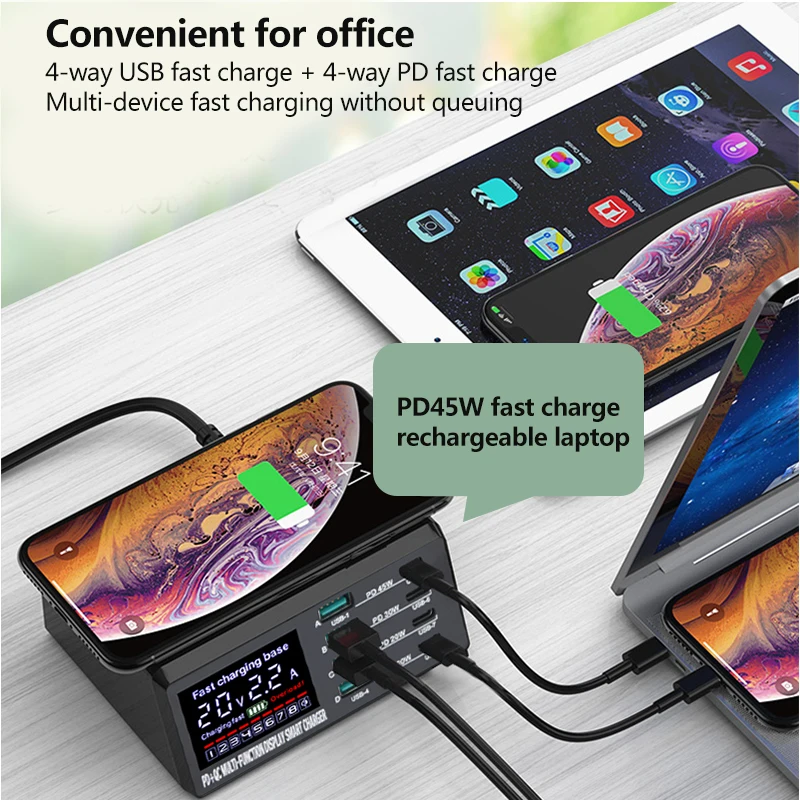 110W 8 Ports Wireless Charging Station PD Fast Charger USB Quick 3.0 Adapter HUB For iPhone 14 13 12 11 Samsung Huawei Xiaomi