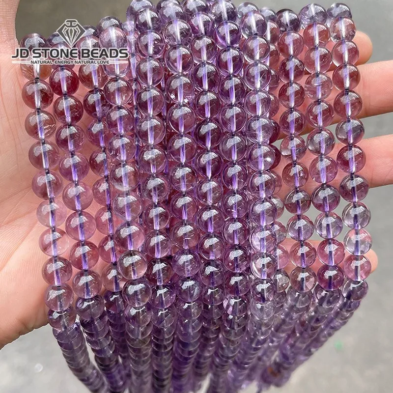 7A Quality Natural Brazilian Ice Amethyst Beads Purple Clear Crystal Loose Beads For Jewelry Making Diy Bracelet Necklace 15"