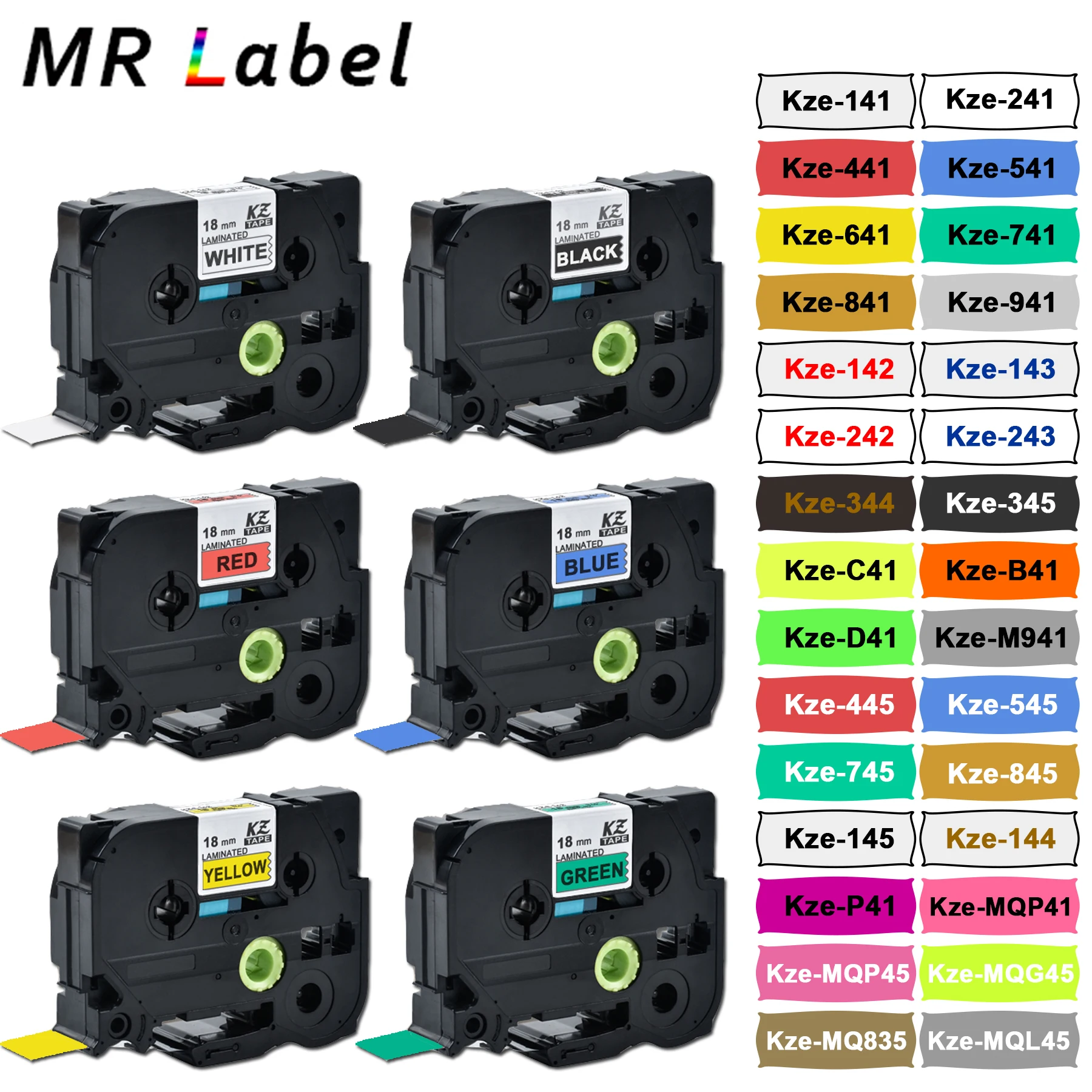 

1pcs 18mmx8m Compatible TZe-241 TZ241 tze-345 tze141 tz-641 tze741 SE4 Labeling Laminated Tape FOR PT-H110 PT-210D Label Maker
