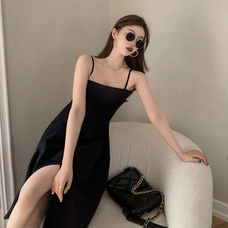 Женские платья без рукавов с разрезом минималистичные элегантные женские