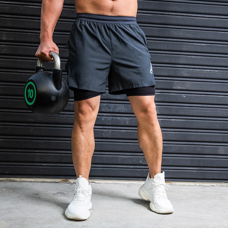 

BINTUOSHI Sports Shorts Men's Sportswear Double Layer Running Shorts 2 in 1 Fitness Pants Summer Gym Fitness Training Jogging
