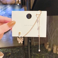 925 silver needle korean fashion single zirconia butterfly stud earrings for women ear clip earrings party lover gift jewelry