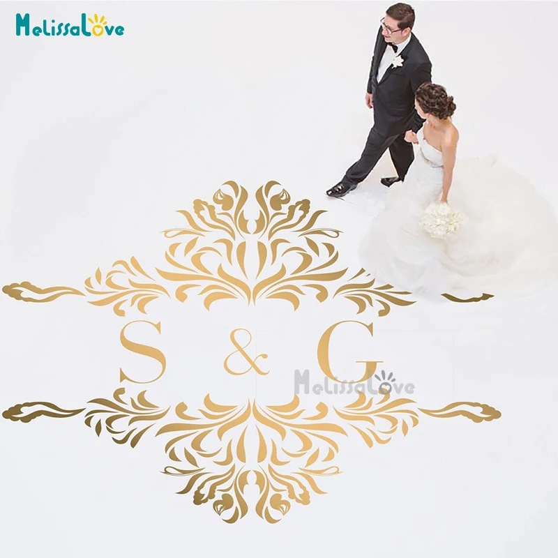 

Custom Monogram Initial Party Decal Removable Vinyl Wall Sticker Personalized Wedding Dance Floor BD985