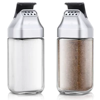 glass salt and pepper shakers with lid refillable spice dispenser for kitchen seasoning shakers container