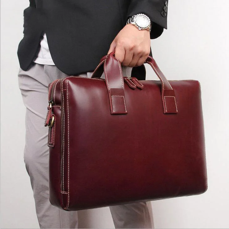 British Style Leather Briefcase Luxury Fashion Designer Shoulder Bag Laptop Business Bag Genuine Leather For Gentleman
