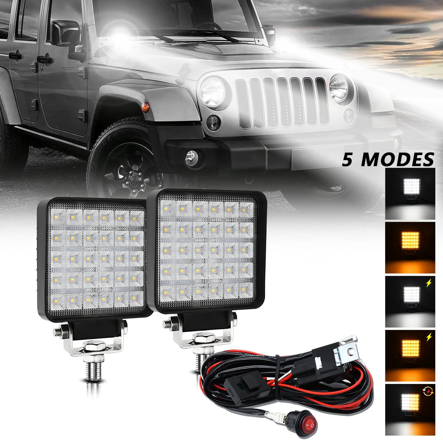 Черный противотуманный фонарь для внедорожника IP67 12 В 24 2 шт. 4 дюйма 90 Вт 15000 лм