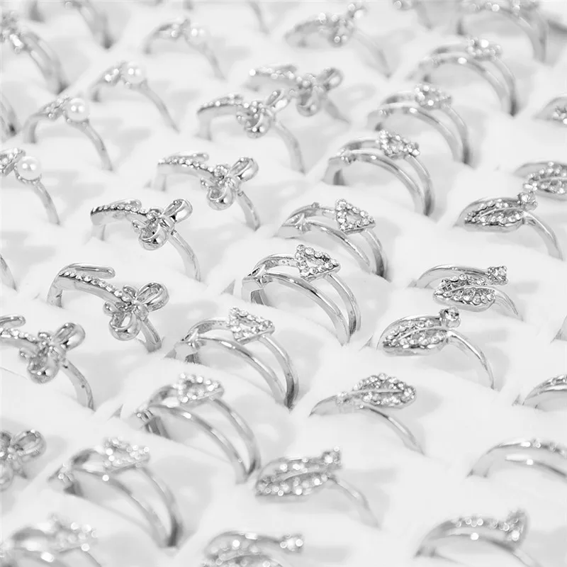 

20 шт. изысканные оптовые смешанные кольца PINKSEE милые перстни для девочек Роскошные Стразы Кристалл не выцветают кольца ювелирные изделия по...