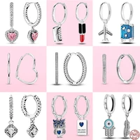 2022 new hot sale silver color big heart cz zircon round hoop earrings fashion fit original women earring gift