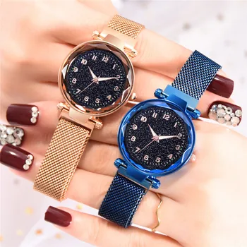 New Popular Women Watches Fashion Starry Sky Ladies Quartz Clock Luxury Magnetic Mesh Female Wristwatch 2019 Best Watch for Gift 2