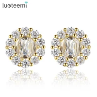 luoteemi 2021 new arrival fashion luxury gold color cz round stud earing for women valentines day gift wholesale items