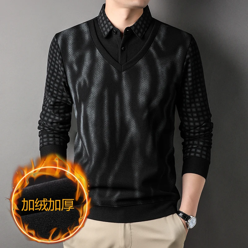 

Зимняя модная искусственная мужская одежда из двух частей с воротником с лацканами для работы в деловом стиле флис сохраняет тепло Бесплатная доставка