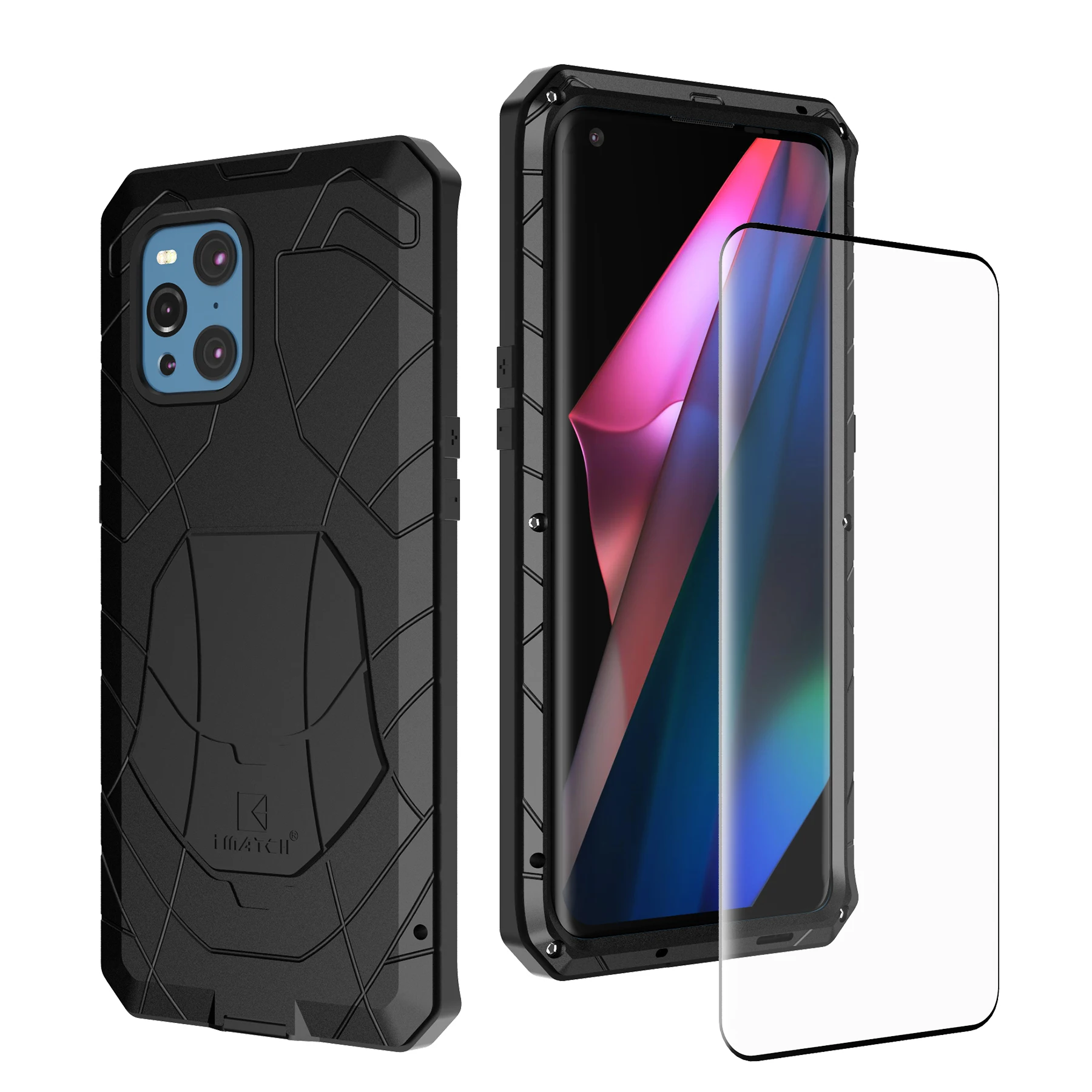 

Для OPPO Find X3 Pro Чехол для Телефона Жесткий Алюминиевый металлический протектор экрана из закаленного стекла сверхпрочная защита FindX3 Pro Чехол