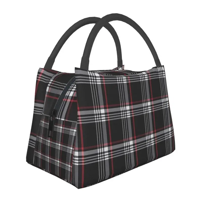 

Tartan Plaid Pattern Portable Lunch Box Women Multifunction Geometric Textured Thermal Cooler Food Insulated Lunch Bag