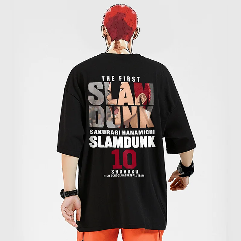 

Аниме Slam Dunk футболка для мужчин сакураги ханамичи каэд рукава футболка оверсайз японский Манг хлопок короткий рукав Быстрая доставка