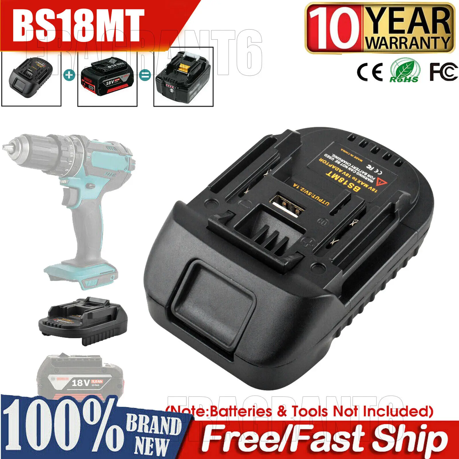 Battery Adapter For Bosch 18V To For Makita 18V BS18MT Converter With USB For Makita 18V Electrical Tools BAT618 BAT609G