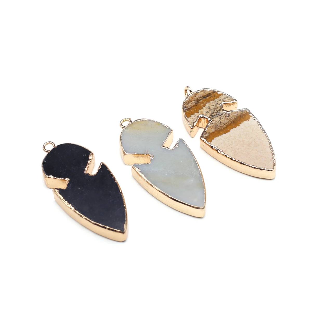 

Natural Stone Pendants Gold Plated Amazonite Black Onyx for Trendy Jewelry Making Diy Women Necklace Earrings Gifts