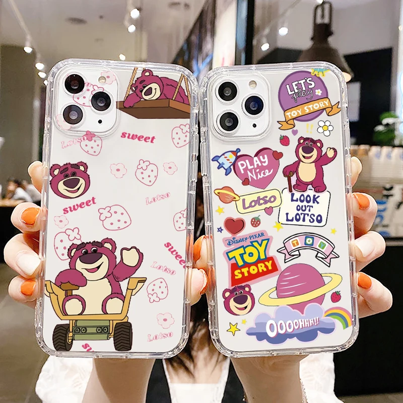 

Toy Story pink lotso Phone Case For Apple iPhone 14 13 12 11 SE XS XR X 7 8 6 5 Pro Plus MAX 2020 Transparent Cover