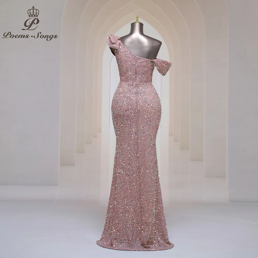 Новое сексуальное вечернее платье ярких цветов на одно плечо женское с блестками