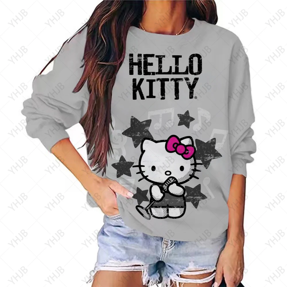 

Женский свитшот с принтом Hello Kitty, модный Женский свитшот в стиле 90-х, яркий пуловер
