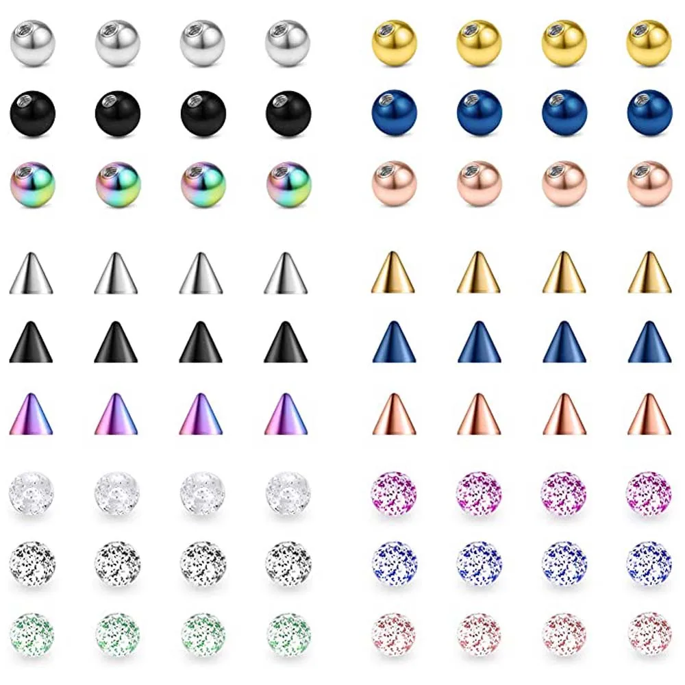 

72PCS 16G 3mm Replacement Balls & 14G 5mm Piercing Balls Piercing Balls for Body Jewelry Piercing Barbell Parts