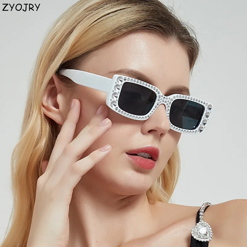 

2023 New Arrival Square Sunglasses Women Brand Designer Vintage Travel Rhinestone Small Rectangle Sun Glasses Shades For Female