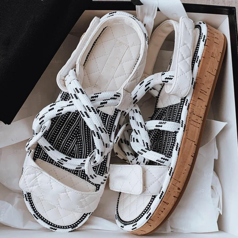 

Woman Shoes Mixed Color New Women's Sandals Leather Shoes New Summer Sandals Luxury New Designer Shoes Hook Zapatos De Mujer