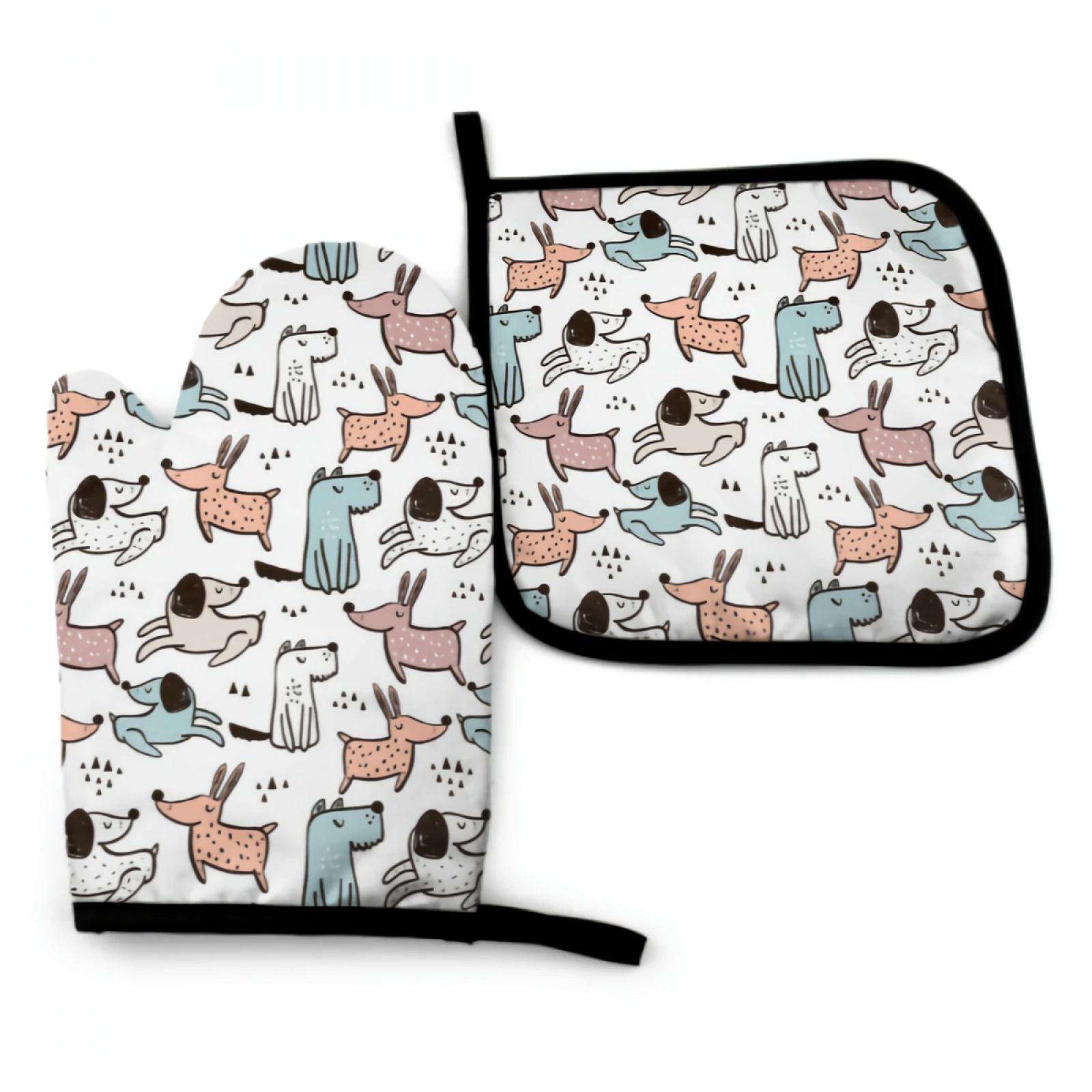 

Cute Dachshund Oven Mitt and Pot holder Set Heat Resistant Non Slip Kitchen Glove with Inner Cotton Layer for Cooking BBQ Baking