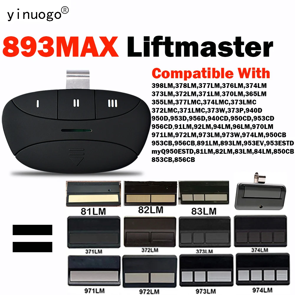 

Пульт дистанционного управления для открывания Гаражных дверей 893MAX Liftmaster 310 МГц 315 МГц 390 МГц для 971LM 972LM 973LM 974LM 370/374/376/377/378/398LM