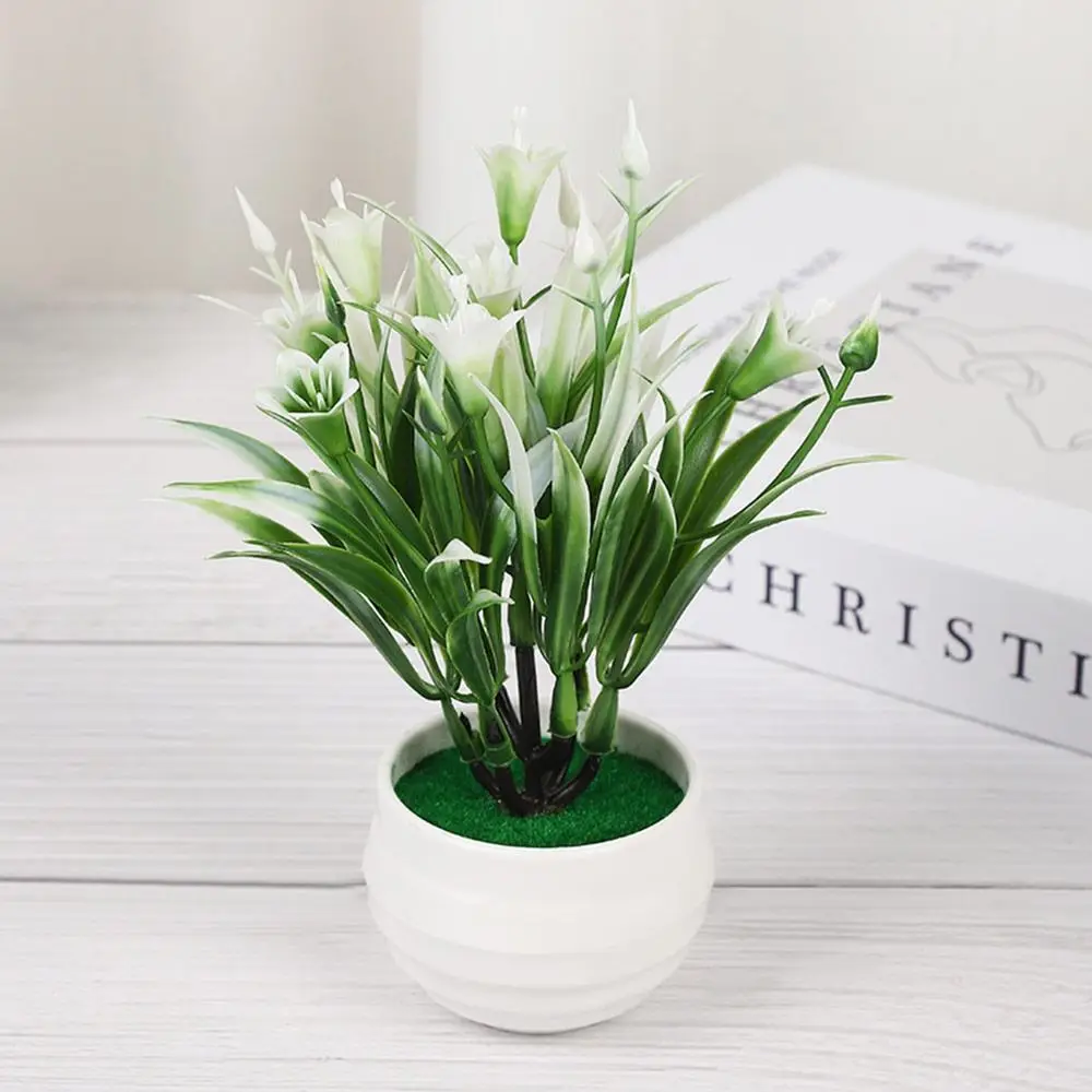 Женский цветок зеленое реалистичное растение в горшке модель имитация лилии