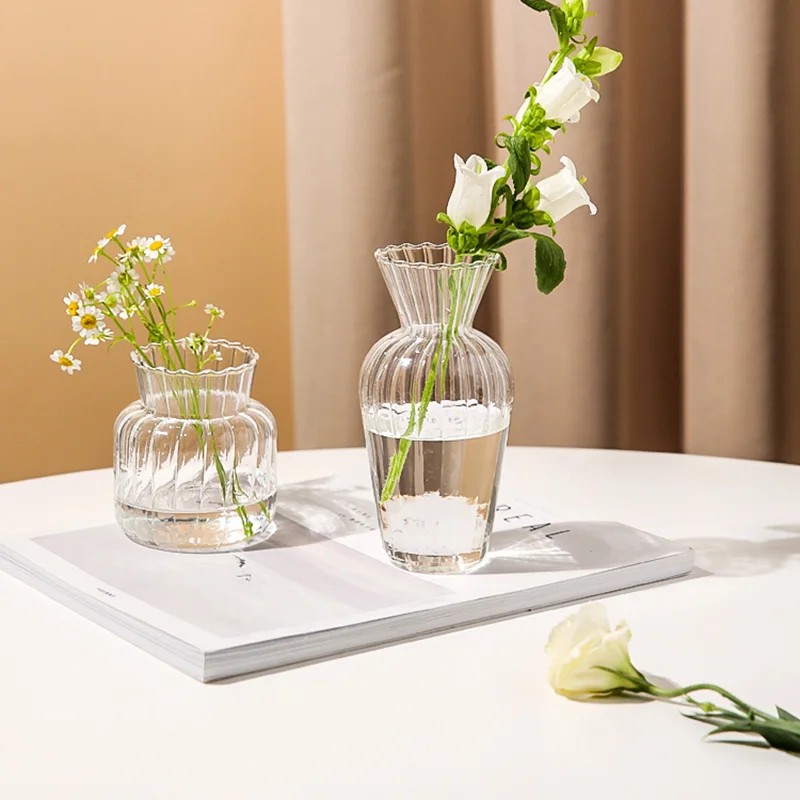 

Glass Small Vase Transparent Decoration Living Room Flower Arrangement Water Mini Desktop Dwarf Flower Device Ins Style Vases